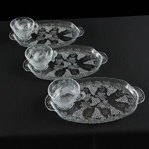 Vintage Indiana Glass Harvest Grape Snack Set - Clear (Set of 3)